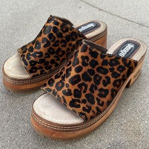 Vintage Bongo Cheetah Calf Hair Open Toe Mules